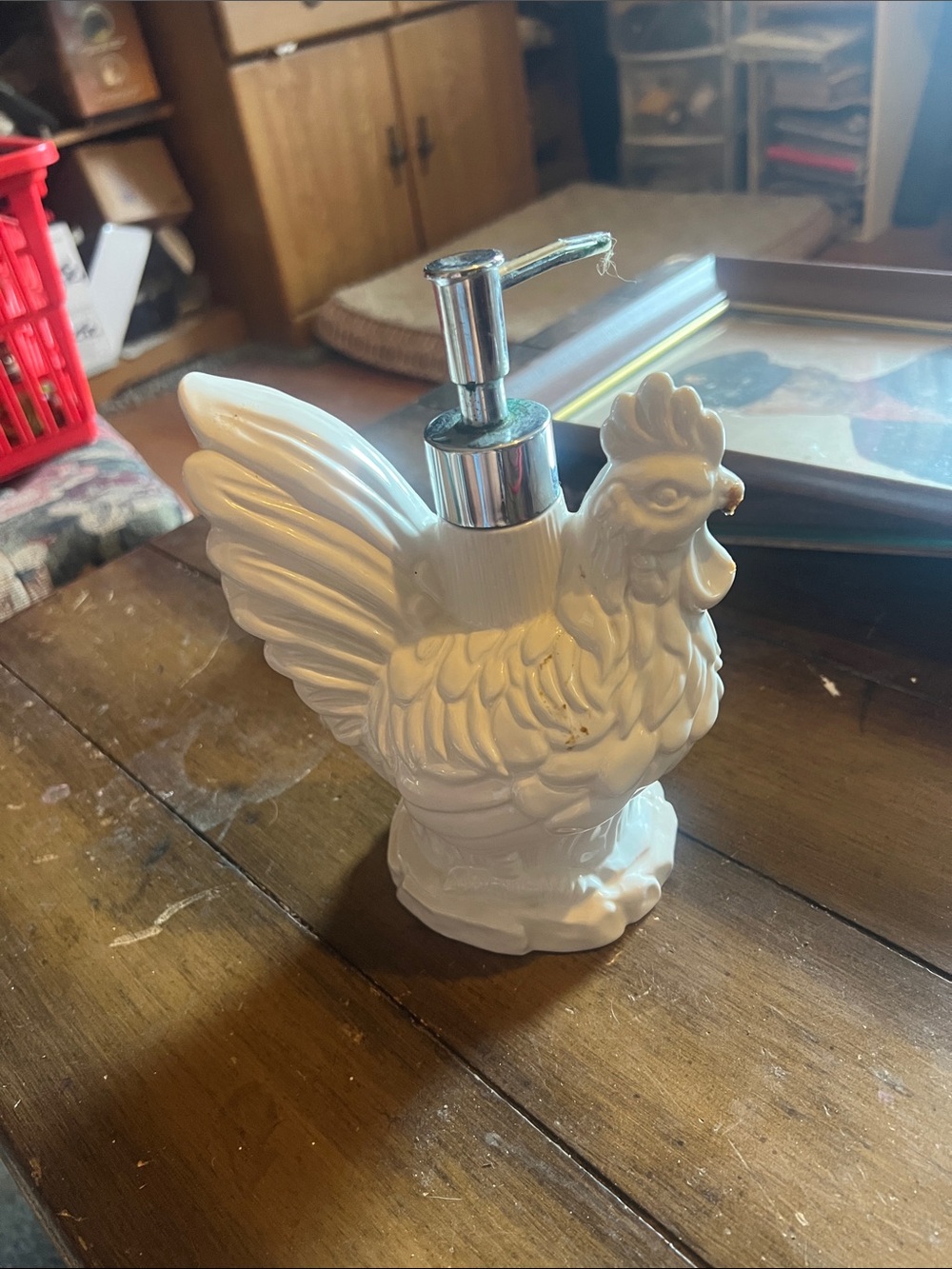 Vintage Ceramic Hen Soap Dispenser - White